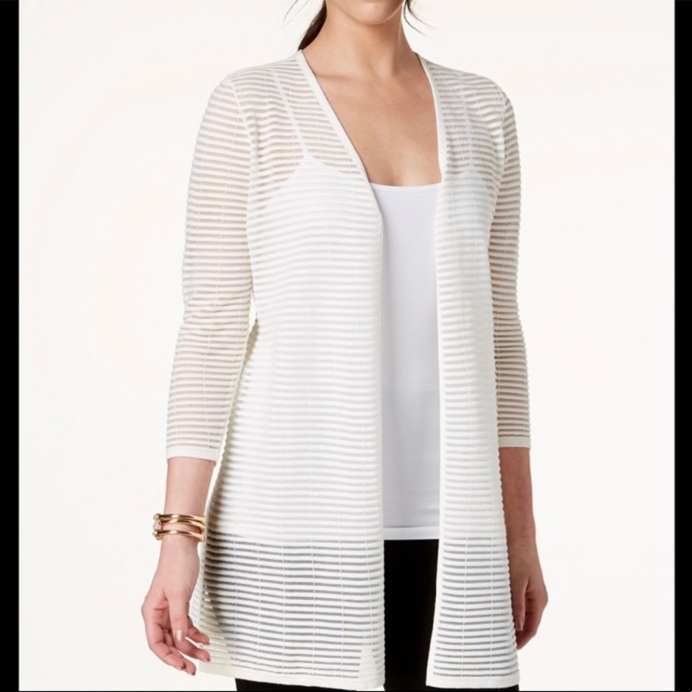 NWT Alfani white sheer open cardigan
